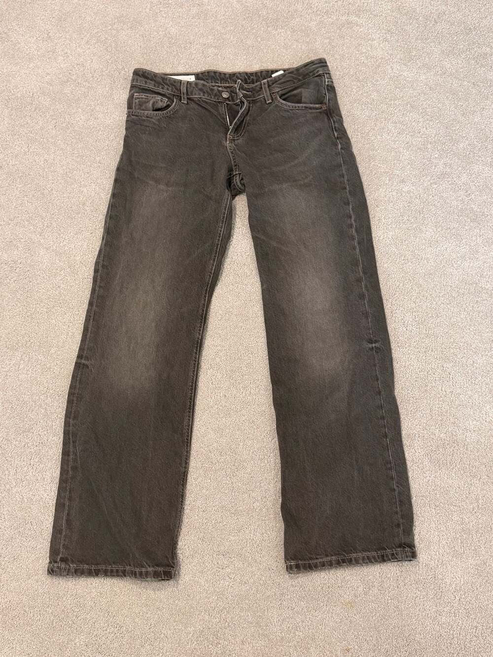 Zara TRF Wide Leg Low Rise Jeans Black Size USA 6